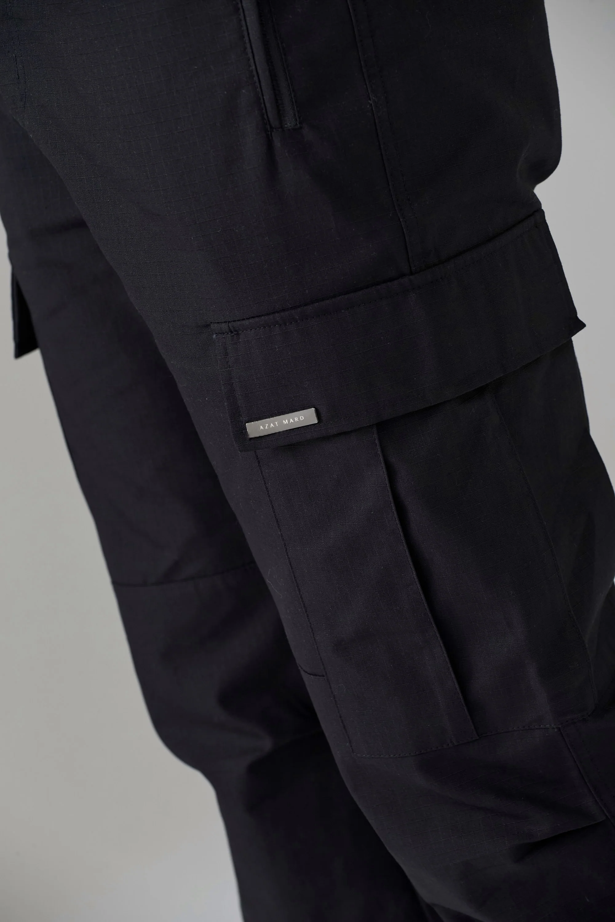 BLACK STRAIGHT LEG RIPSTOP PANTS - Image 4
