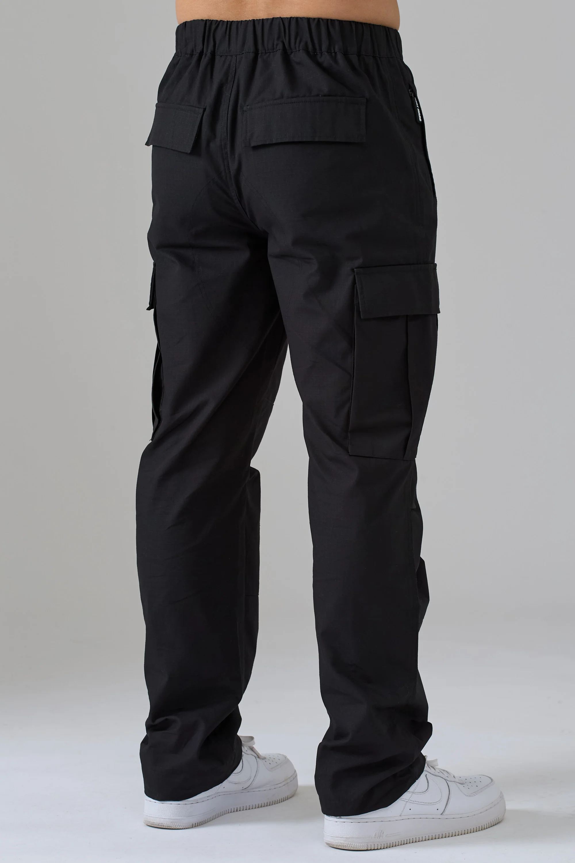 BLACK STRAIGHT LEG RIPSTOP PANTS - Image 5