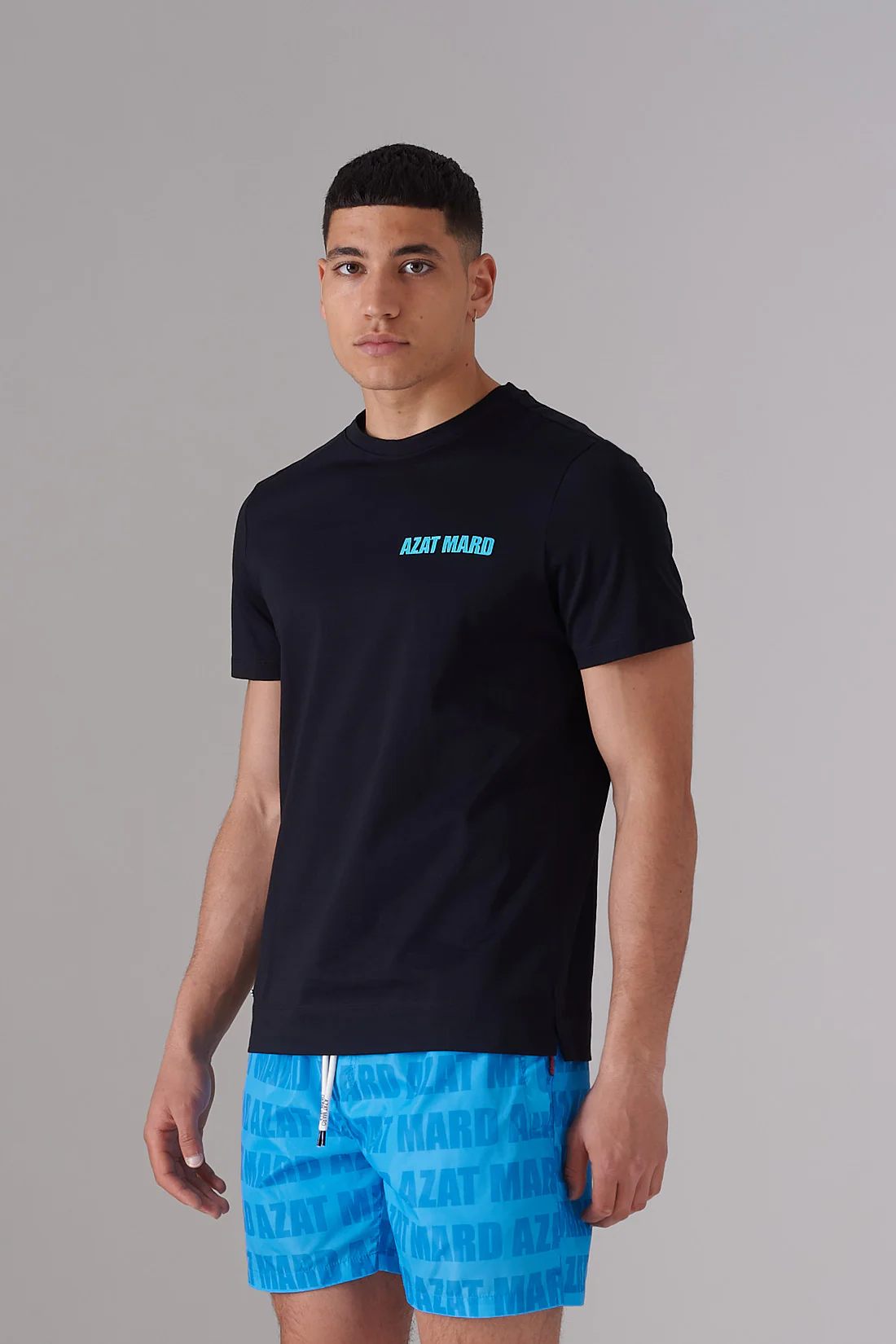 BLACK/BLUE MERCERISED T-SHIRT - Image 2