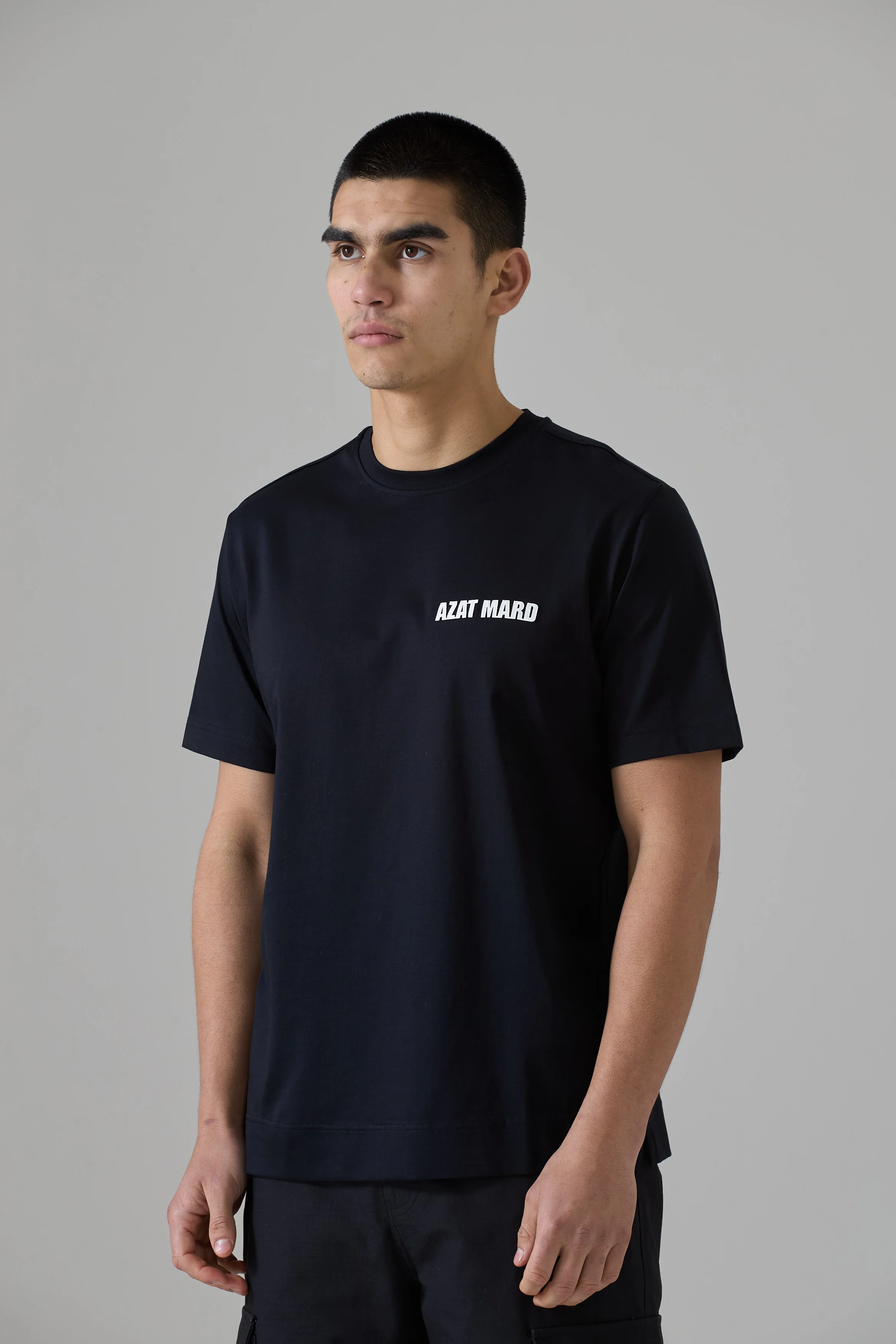 BLACK/ WHITE MERCERISED T-SHIRT - Image 2