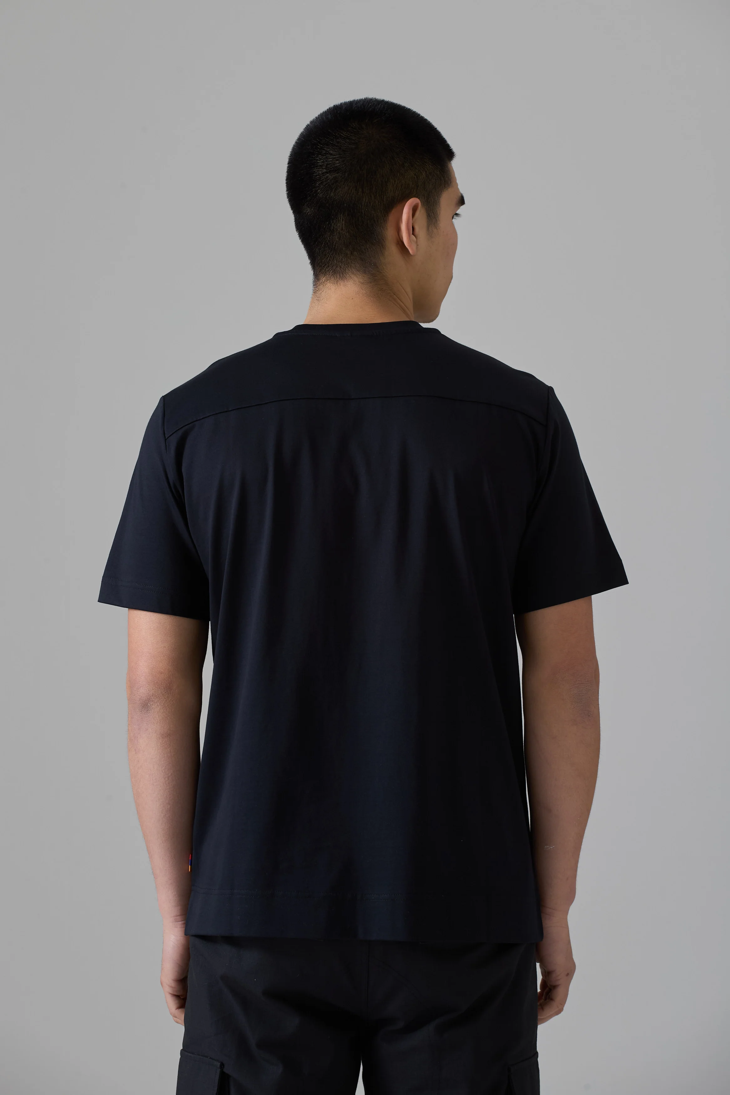 BLACK/ WHITE MERCERISED T-SHIRT - Image 3