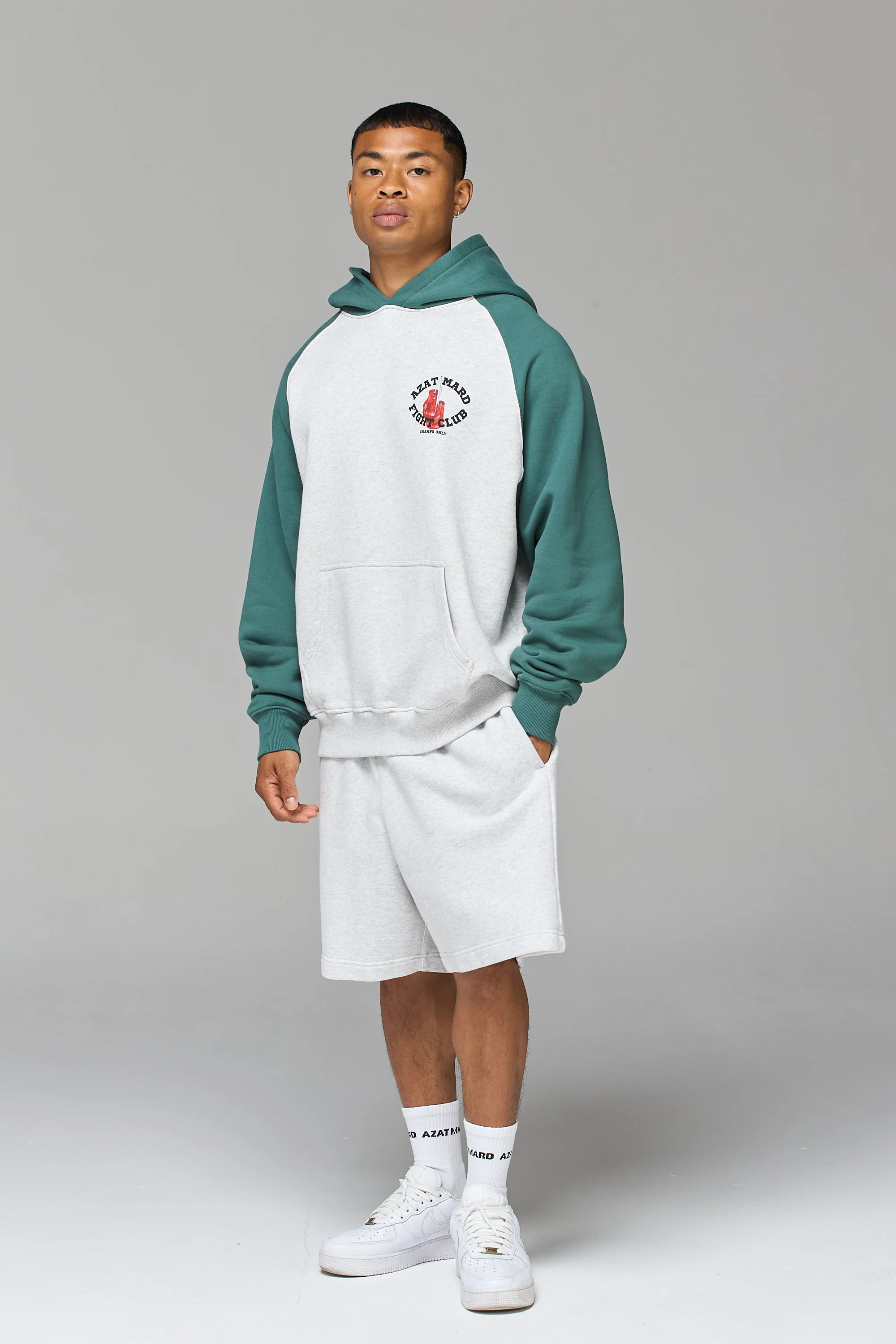 FIGHT CLUB LONG-LENGTH GREY SHORTS - Image 5