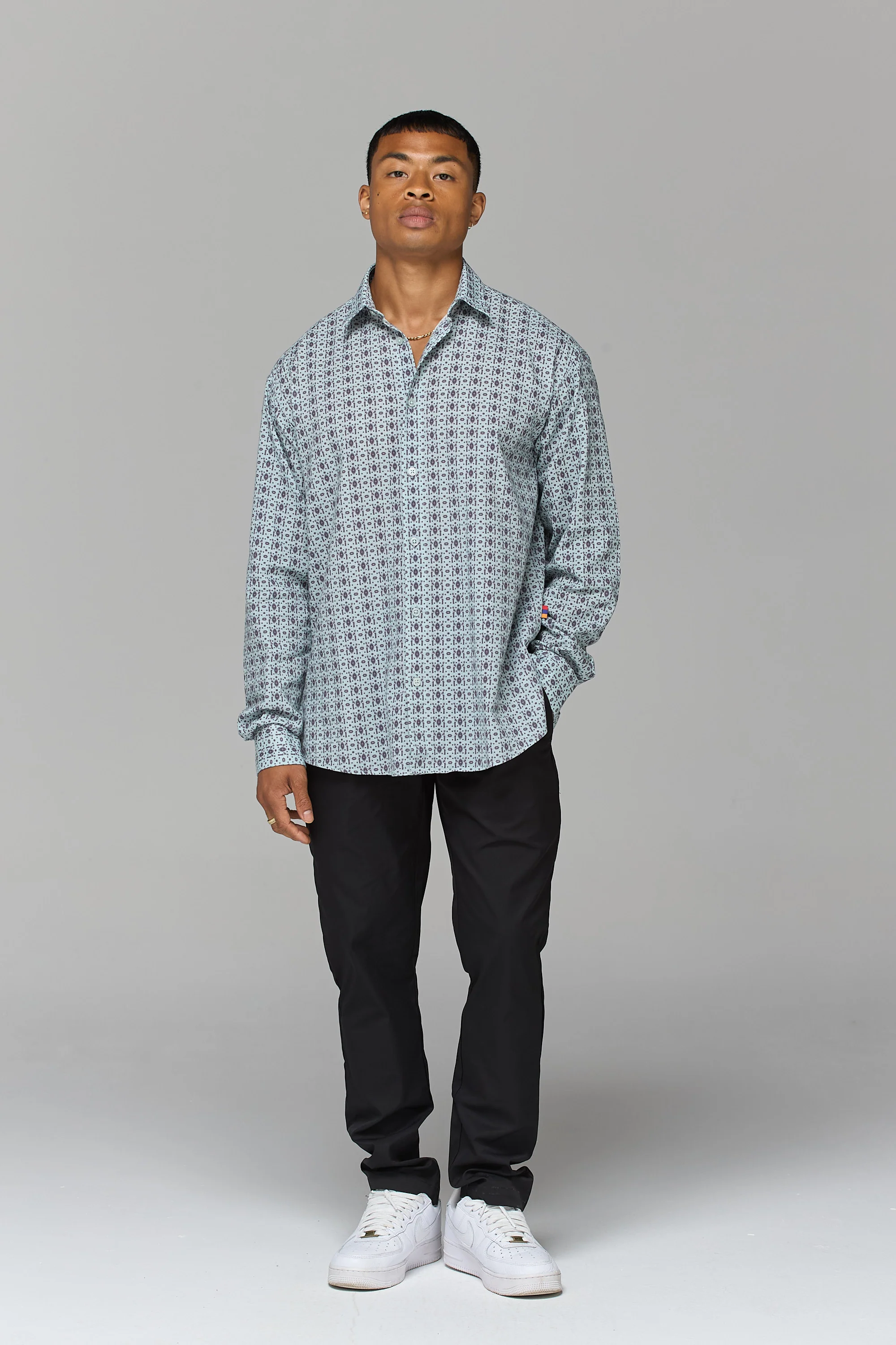 GREY ARMENIAN PATTERN RELAXED SHIRT - Image 5