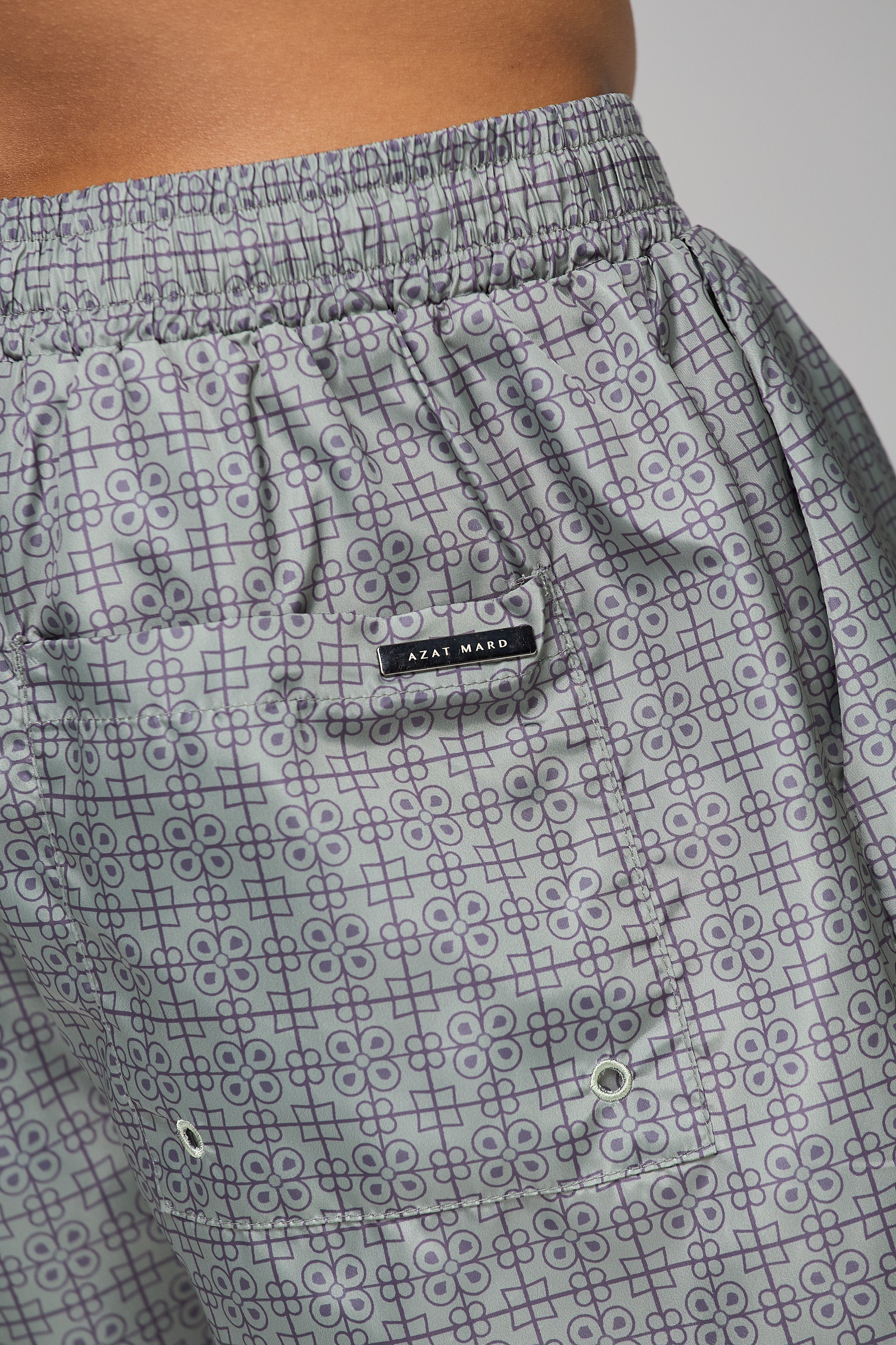 KHAKI ARMENIAN PATTERN SWIM SHORTS - Image 6
