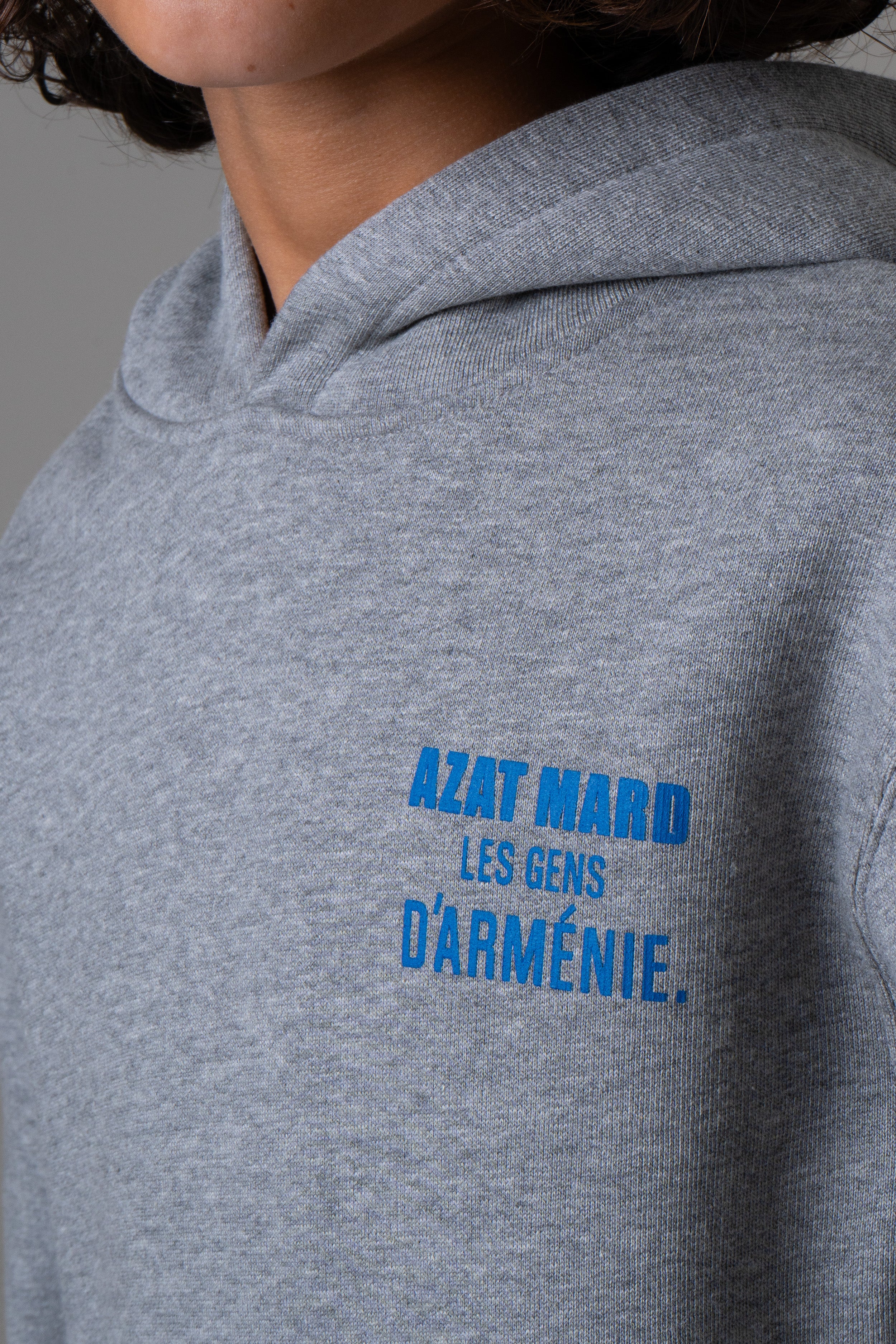 LES GENS HEATHER GREY/BLUE KIDS HOODIE - Image 3