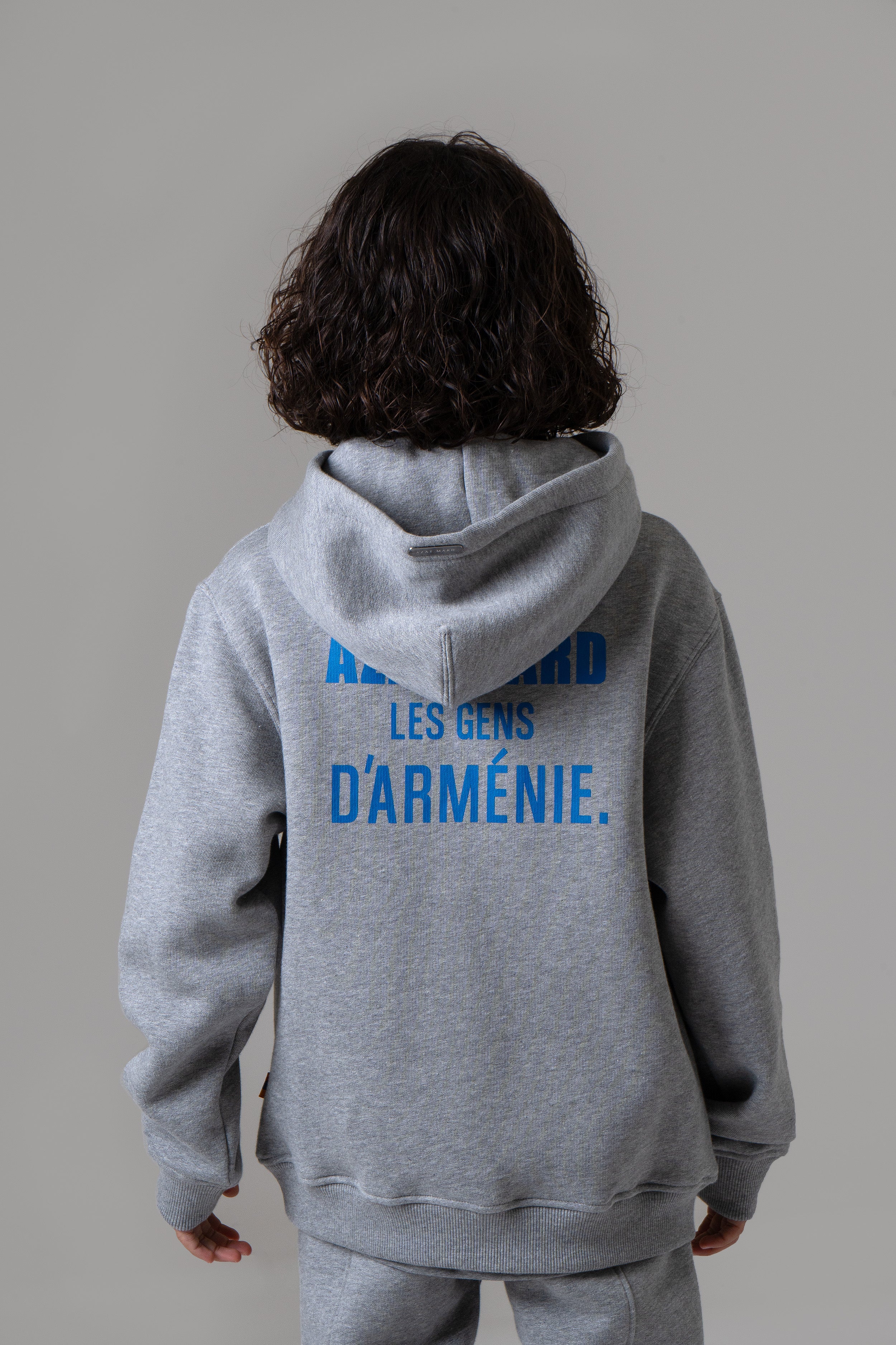 LES GENS HEATHER GREY/BLUE KIDS HOODIE - Image 8