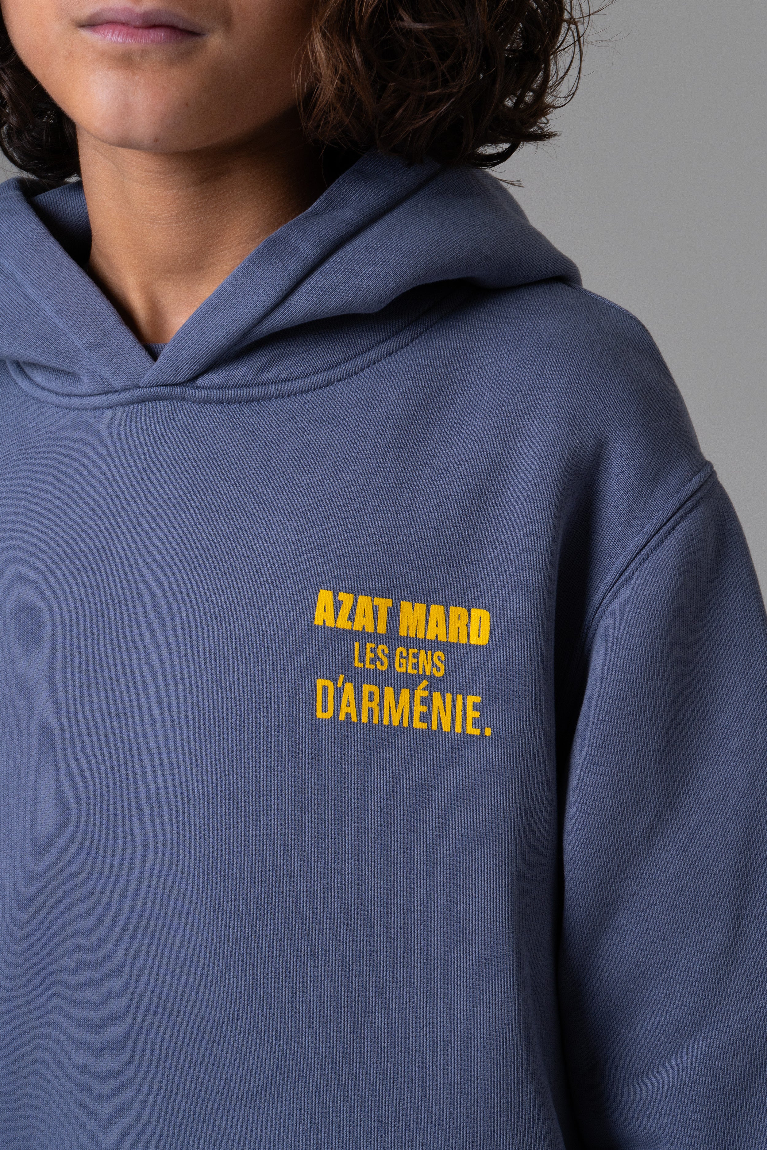LES GENS WASHED NAVY/YELLOW KIDS HOODIE - Image 5