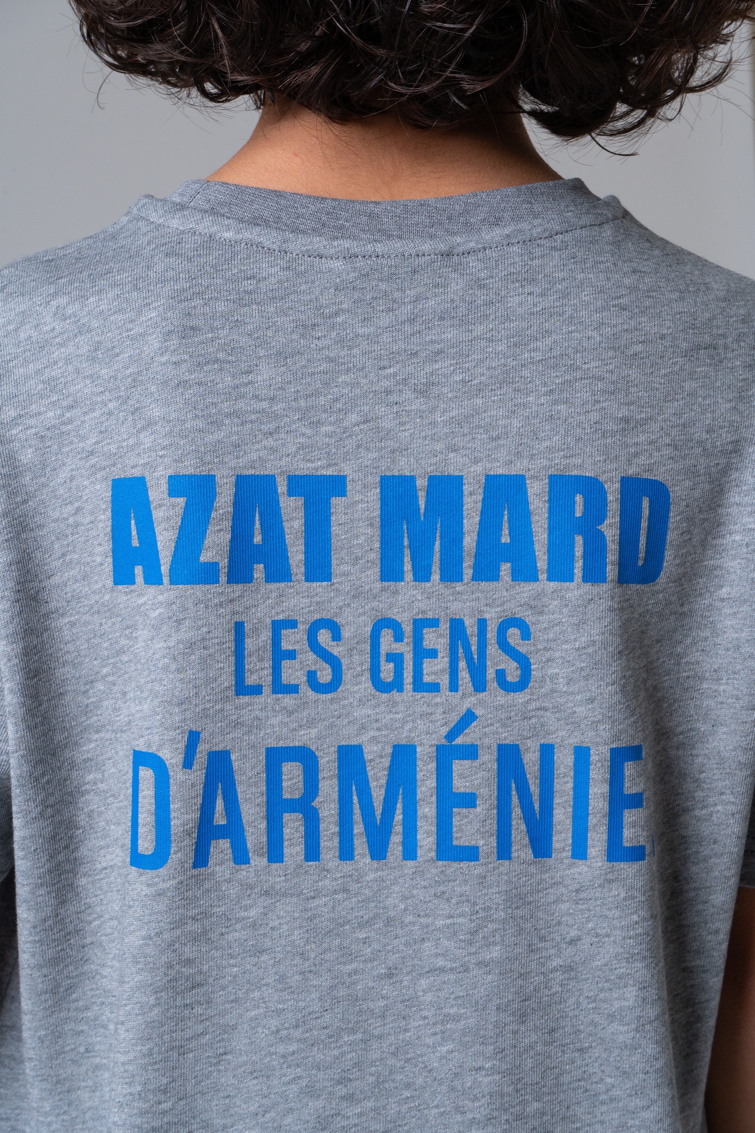 LES GENS HEATHER GREY/BLUE KIDS T-SHIRT - Image 5