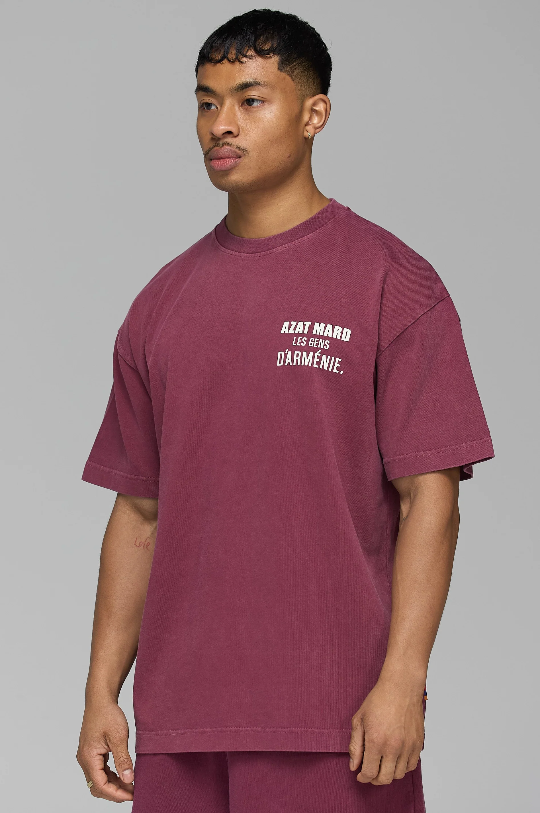 LES GENS WASHED MAROON T-SHIRT - Image 4