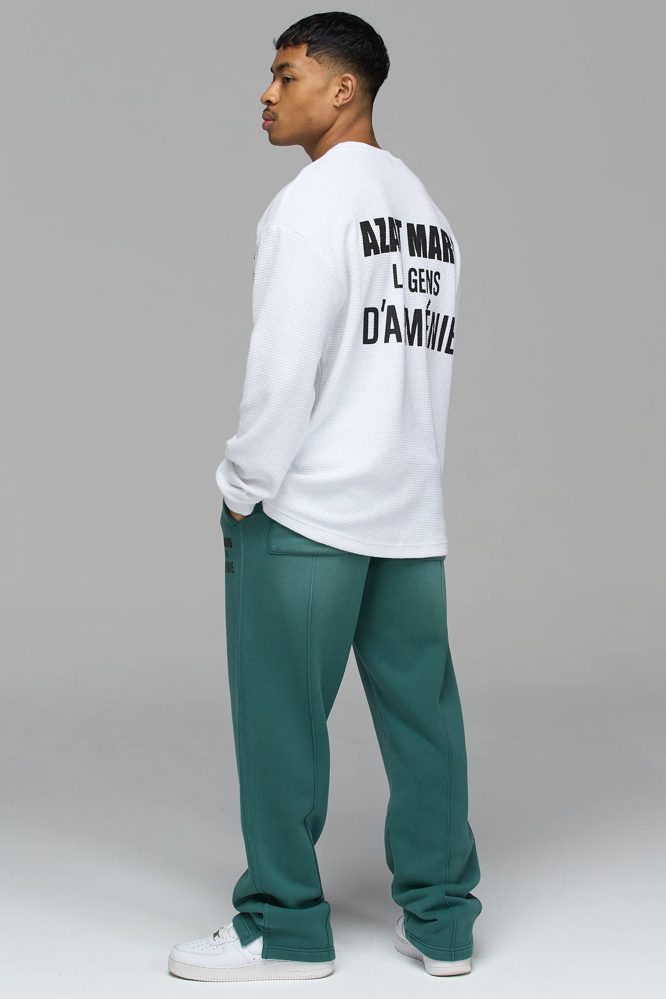 LES GENS WASHED GREEN RELAXED STRAIGHT LEG JOGGERS - Image 3