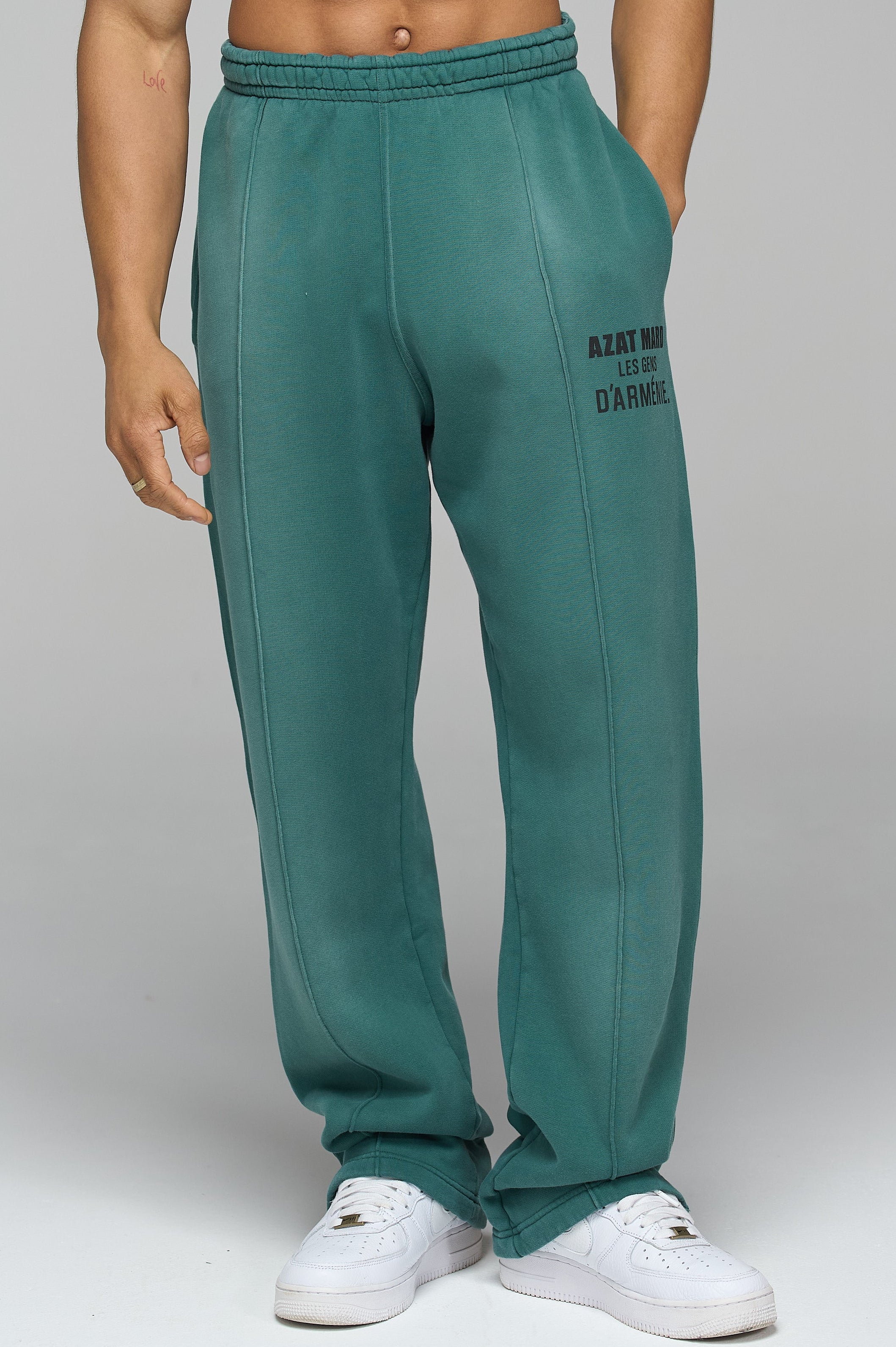 LES GENS WASHED GREEN RELAXED STRAIGHT LEG JOGGERS - Image 4