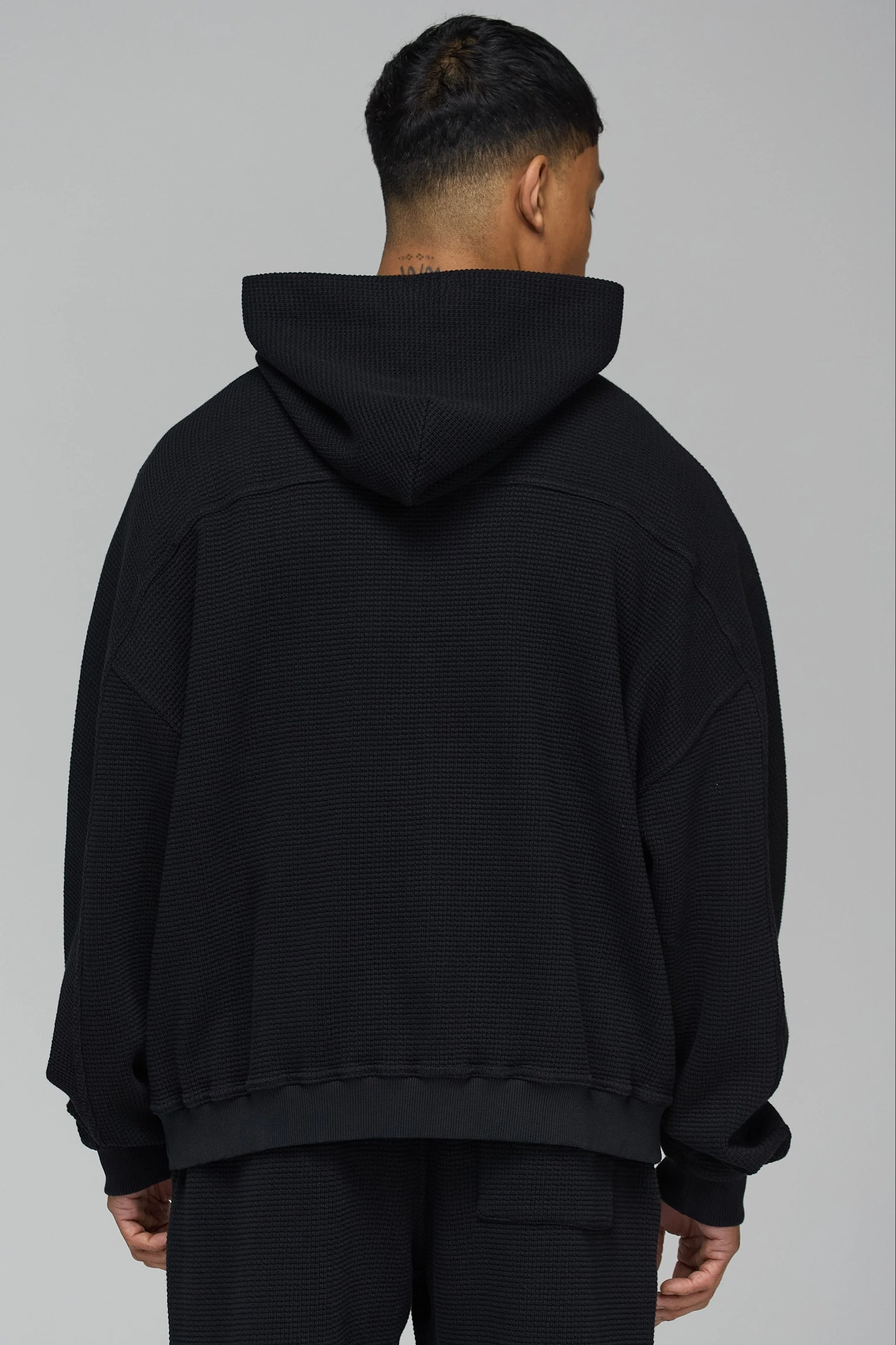 LES GENS SIGNATURE WAFFLE ZIPPER HOODIE - Image 4