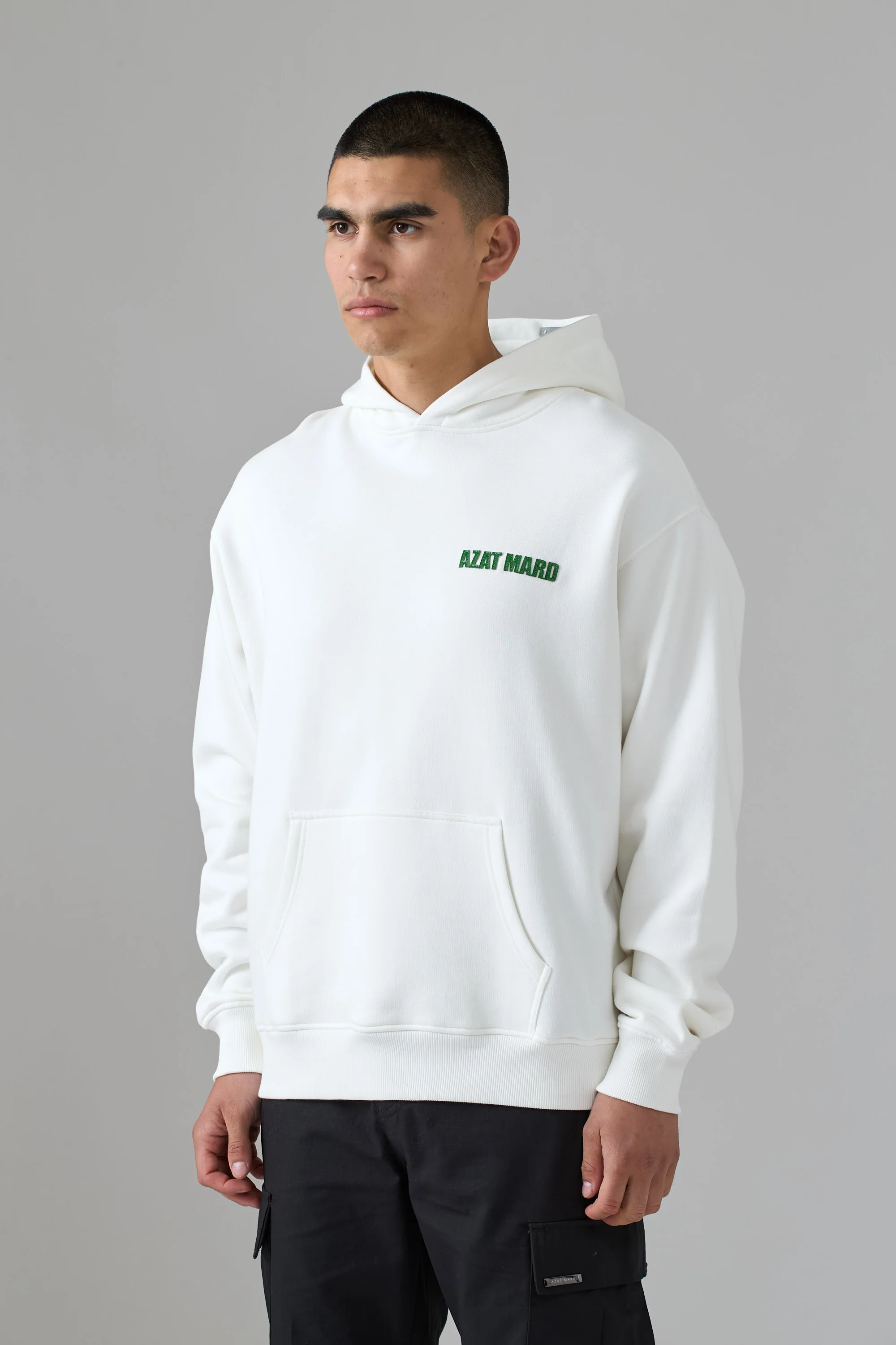 WHITE CORE HOODIE WITH GREEN IMPACT PU - Image 3