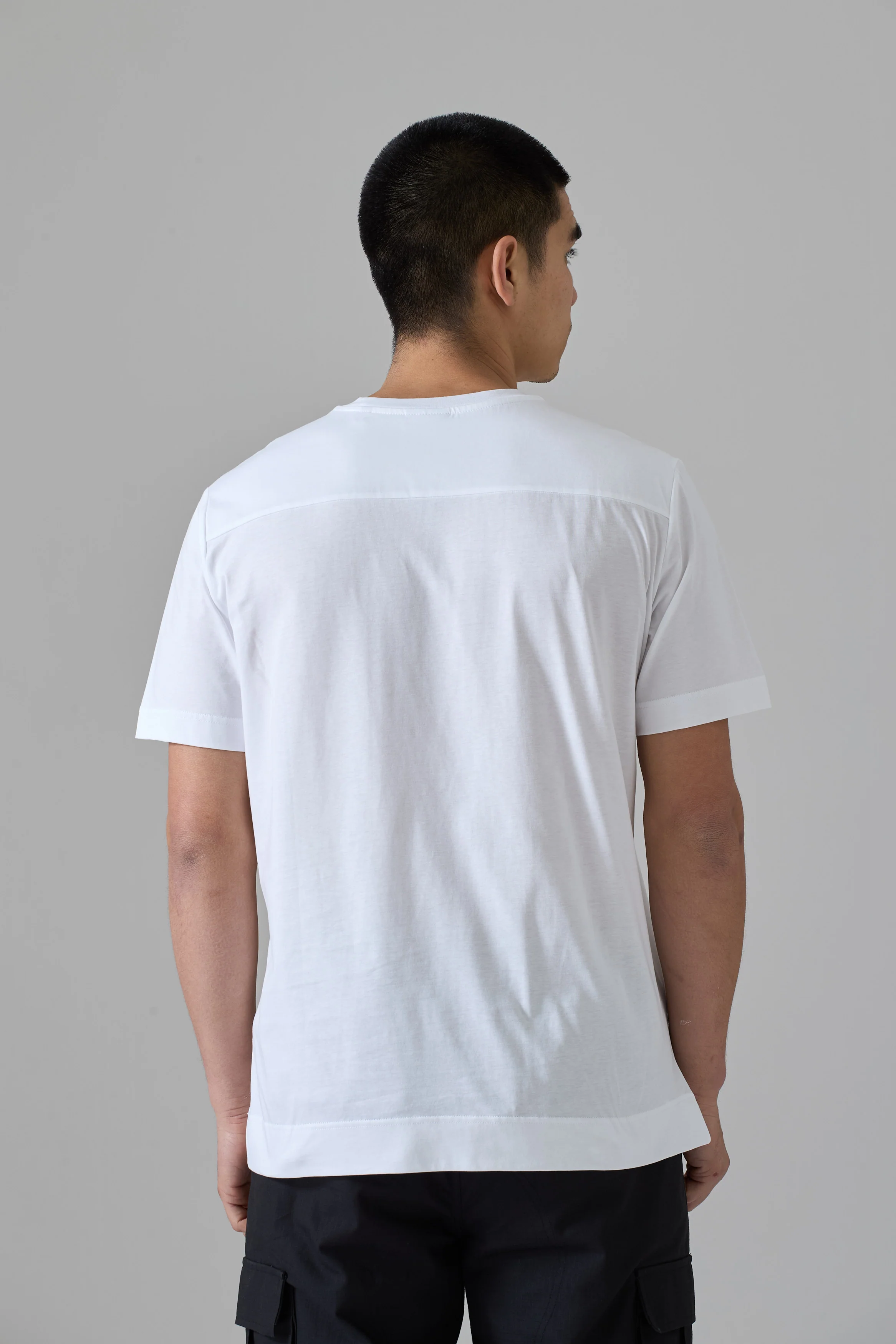 WHITE/BLACK MERCERISED T-SHIRT - Image 3