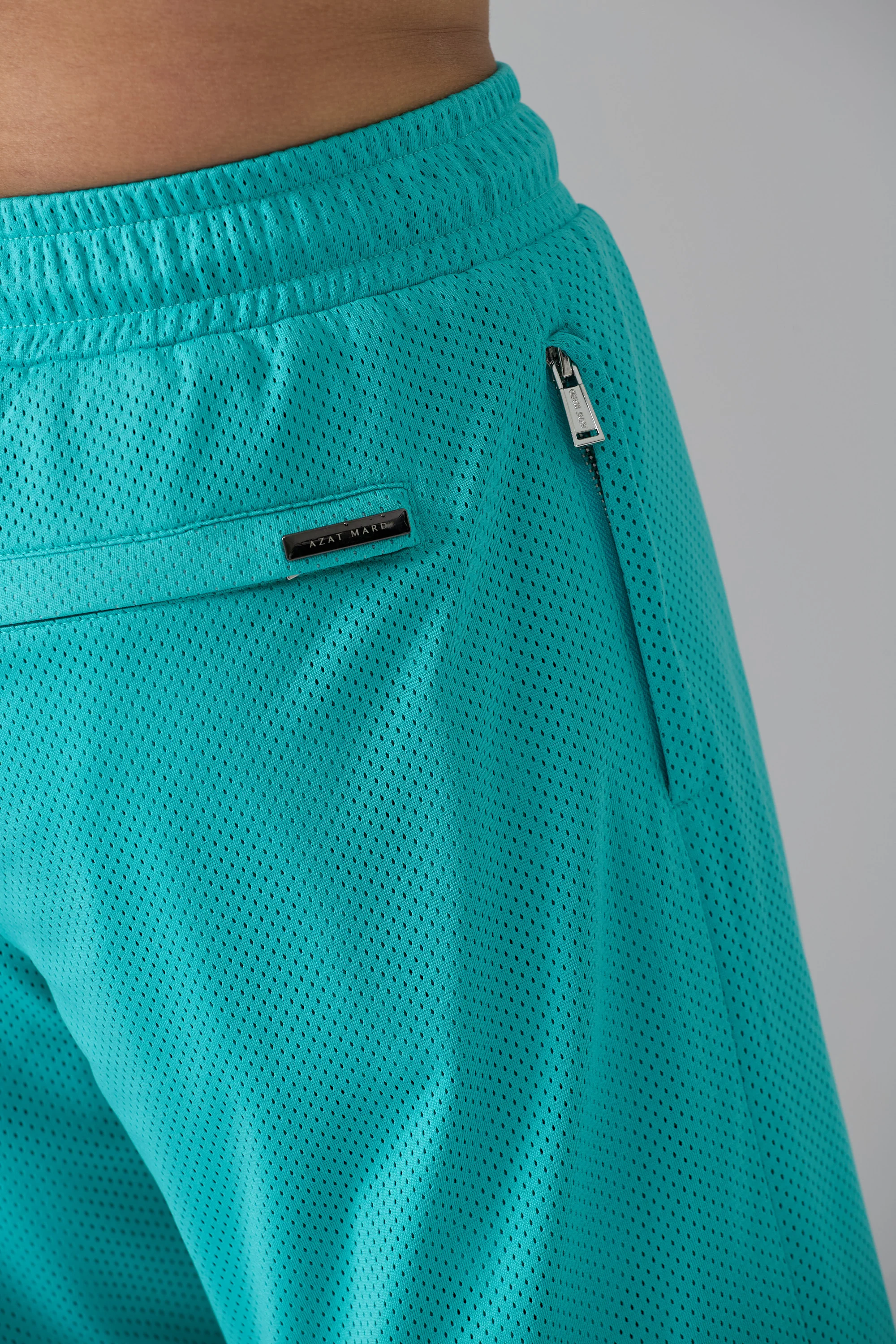 WORLD FAMOUS AZAT MARD TEAM SEA GREEN MESH SHORTS - Image 3