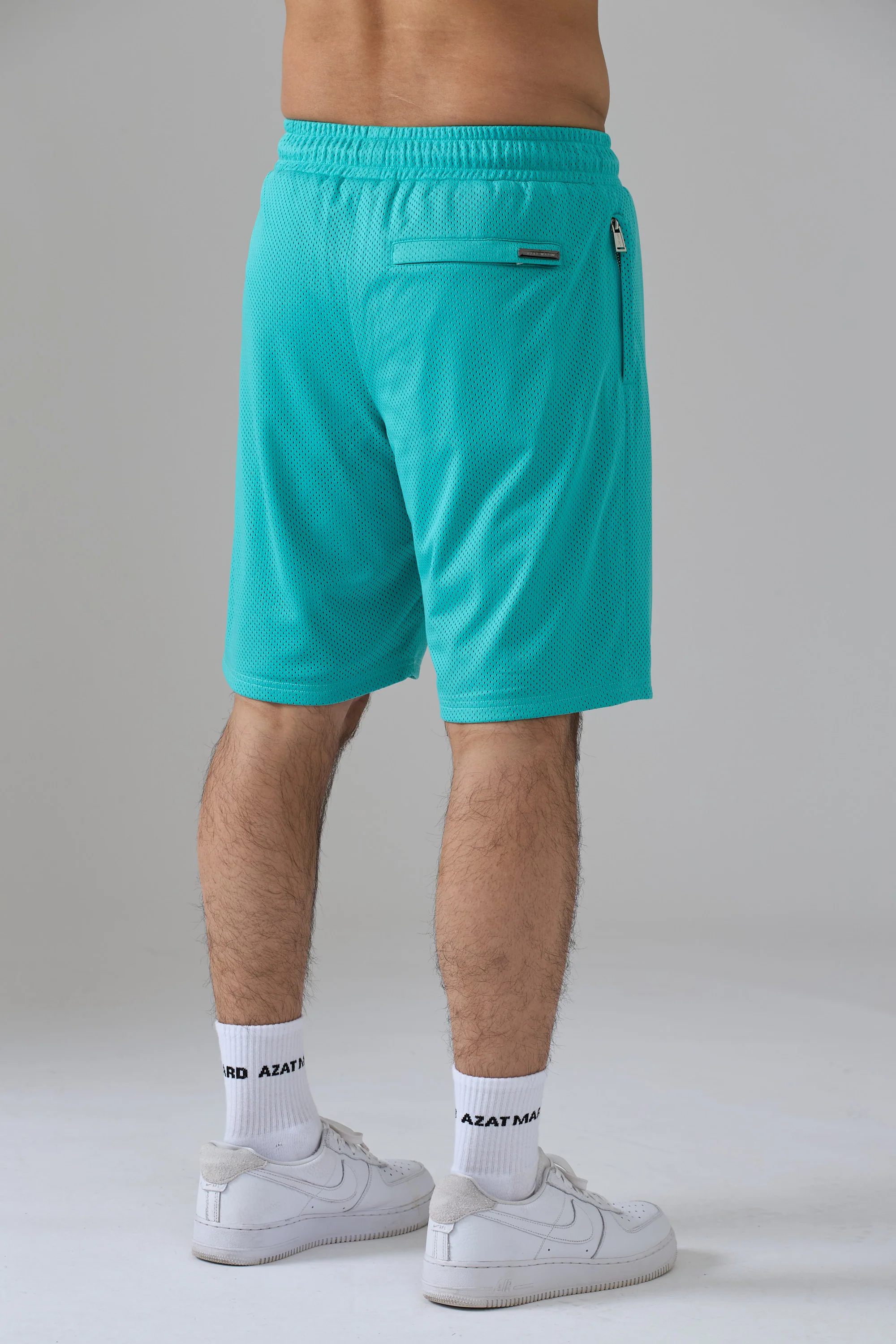 WORLD FAMOUS AZAT MARD TEAM SEA GREEN MESH SHORTS - Image 6